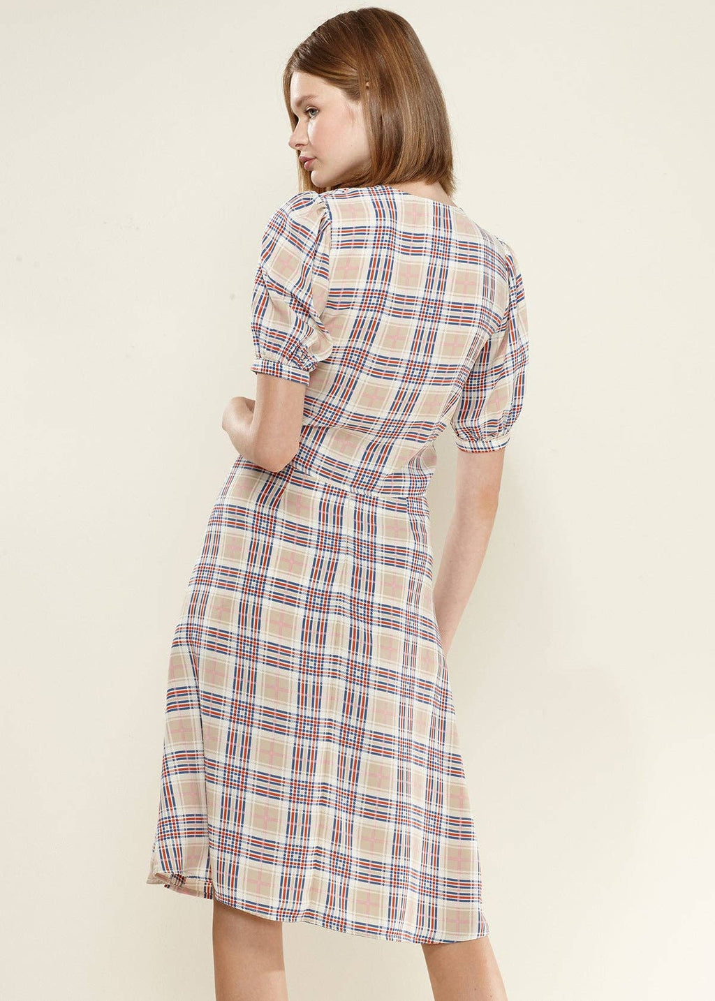 Nurode's Multi Check Front Tie Hem Blouse