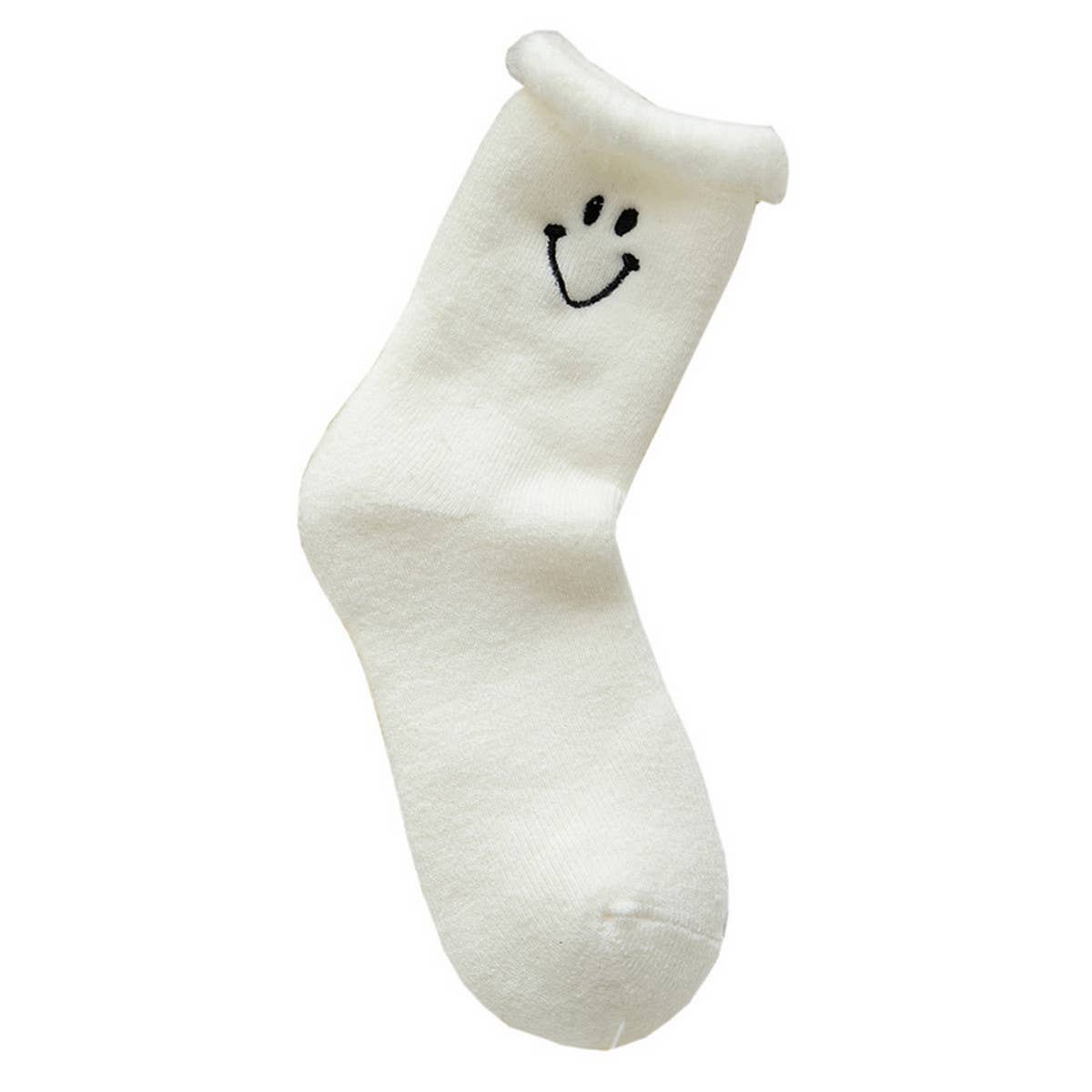 NEW THICKENED SMILEY FACE EMBROIDERED SOCKS