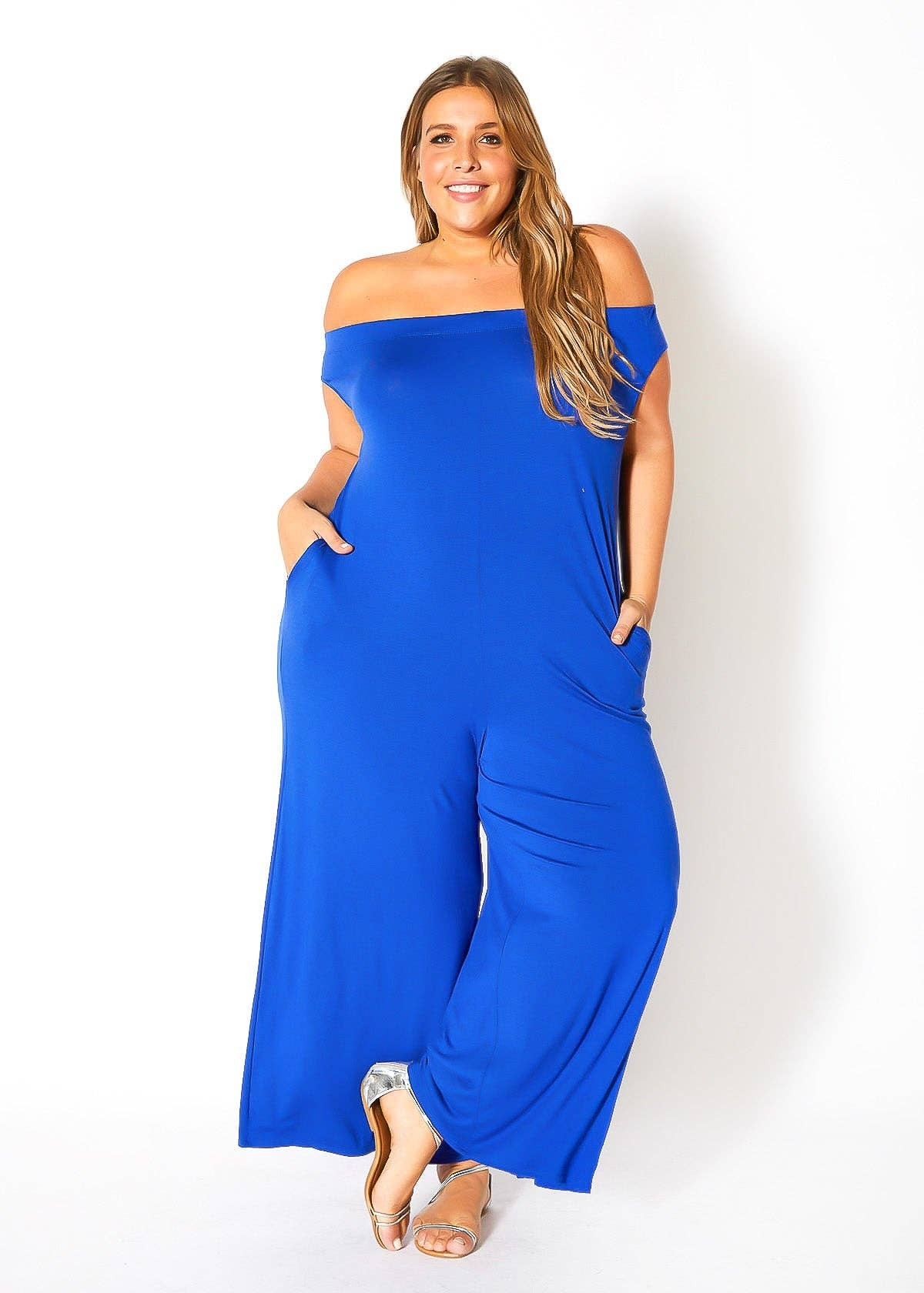 Bellatrix Plus Size Off Shoulder Wide Leg Jumpsuit
