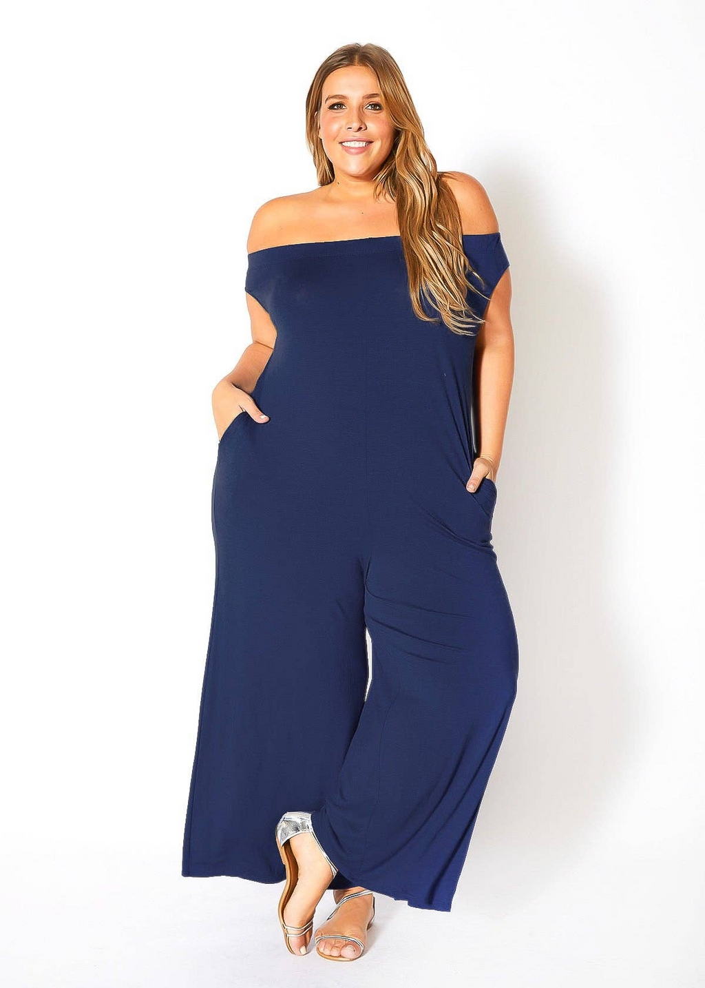 Bellatrix Plus Size Off Shoulder Wide Leg Jumpsuit