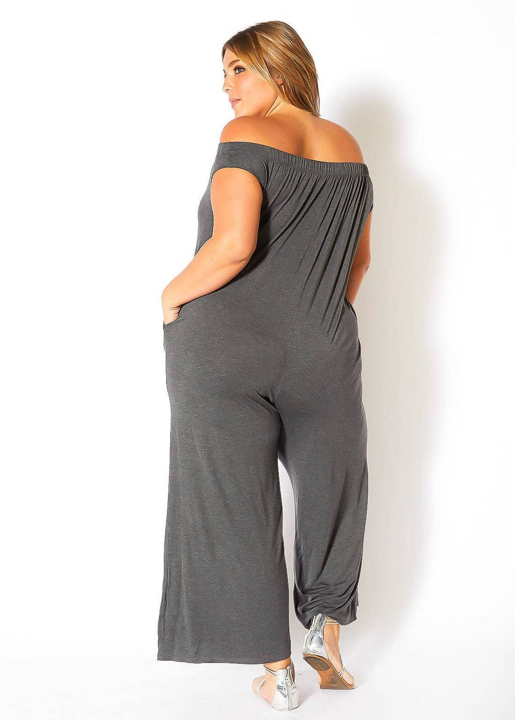Bellatrix Plus Size Off Shoulder Wide Leg Jumpsuit