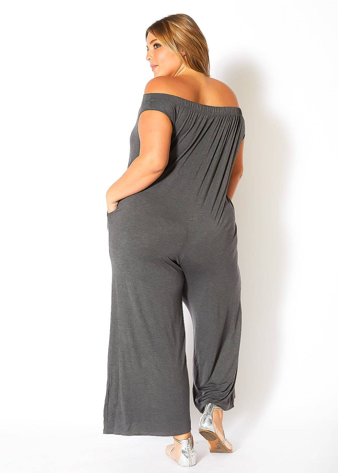 Bellatrix Plus Size Off Shoulder Wide Leg Jumpsuit