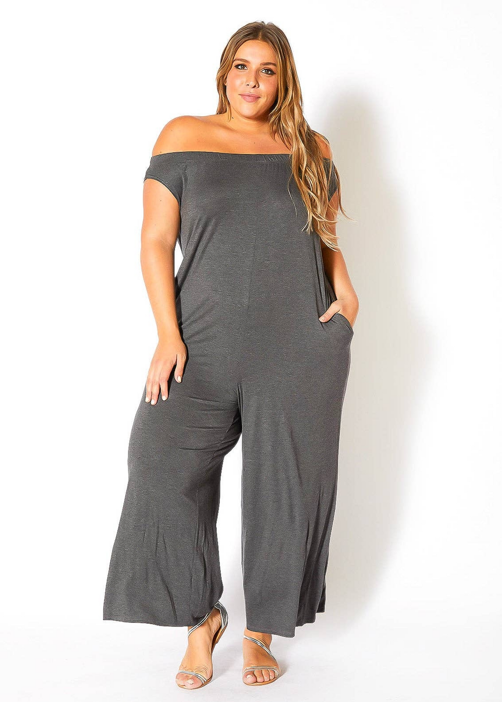 Bellatrix Plus Size Off Shoulder Wide Leg Jumpsuit