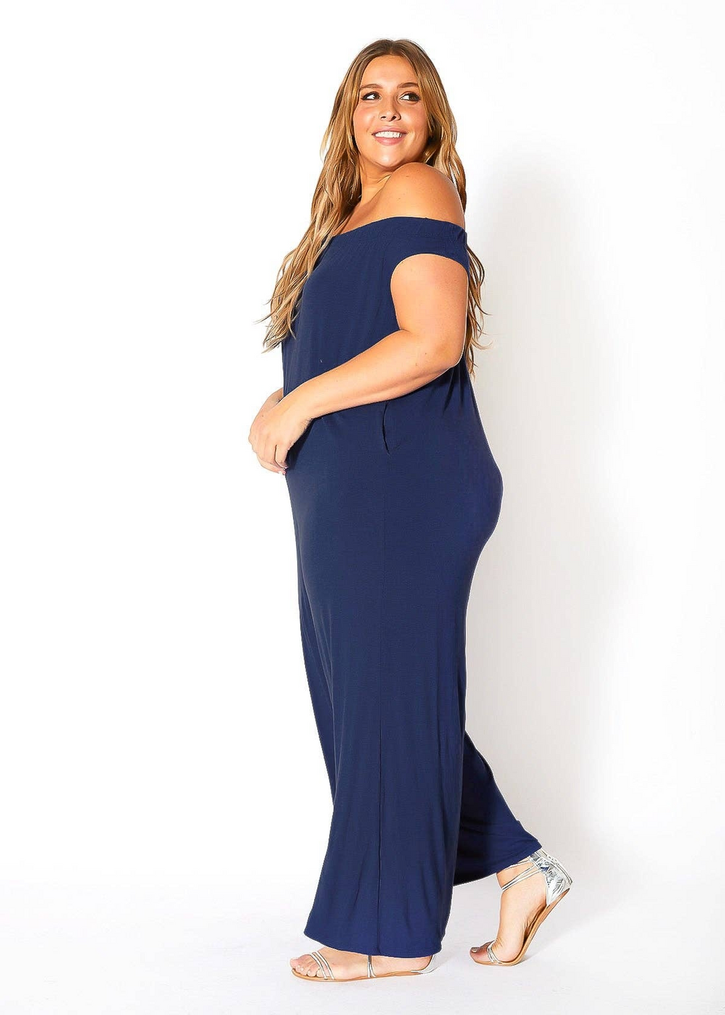 Bellatrix Plus Size Off Shoulder Wide Leg Jumpsuit