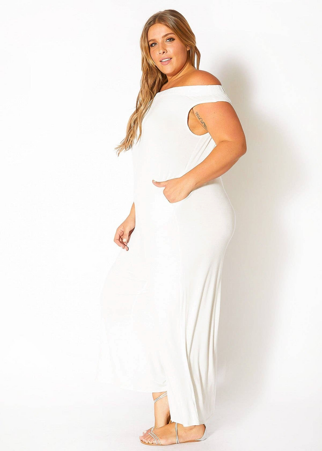 Bellatrix Plus Size Off Shoulder Wide Leg Jumpsuit