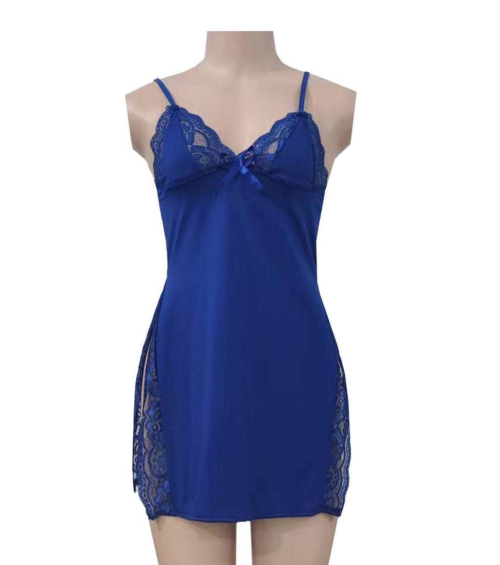 Solid Color High Slit Dress Sleepwear
