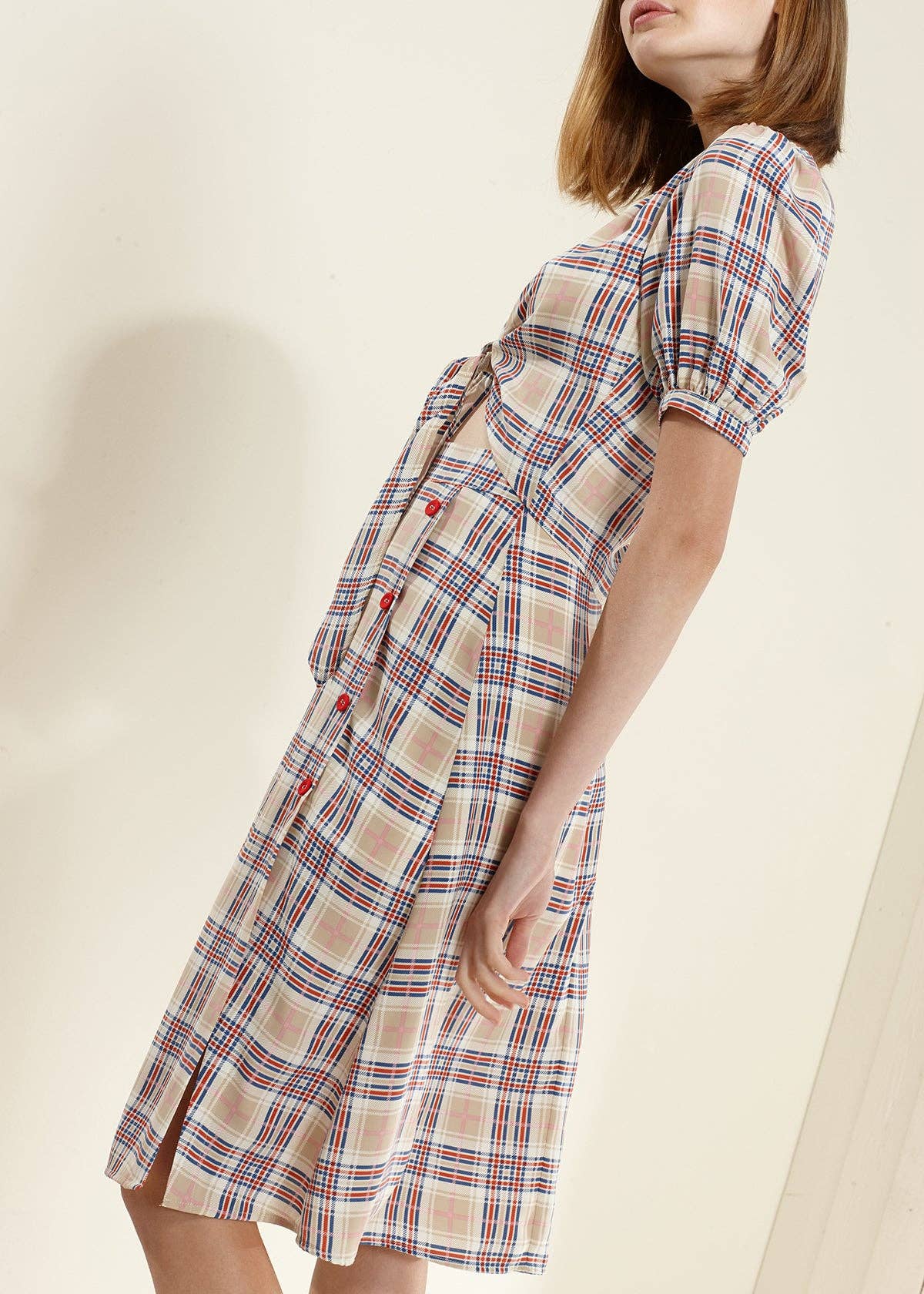 Nurode's Multi Check Button Down Slit Skirt
