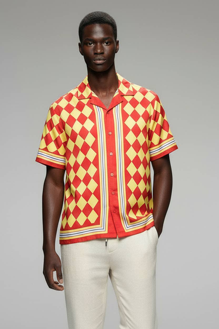 Sateen Men's Printed Short Sleeve Shirt