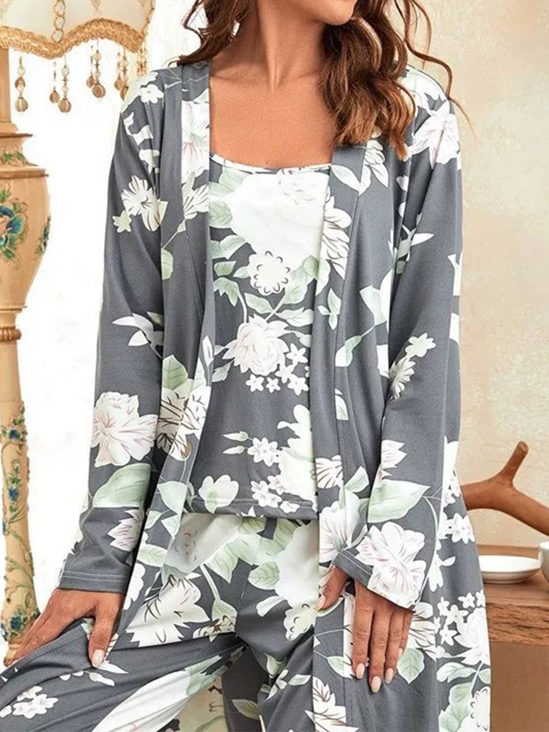 3 Piece Sleepwear and Pants Pajama Set