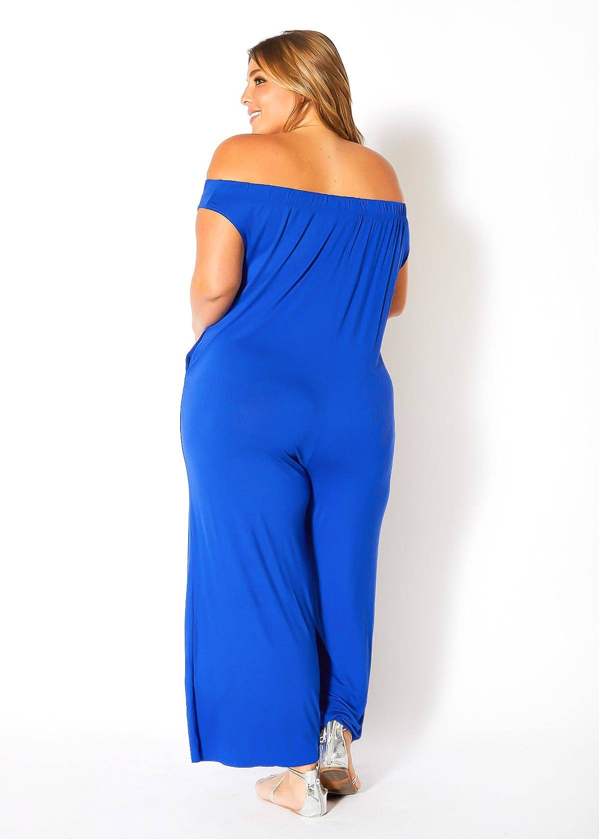 Bellatrix Plus Size Off Shoulder Wide Leg Jumpsuit