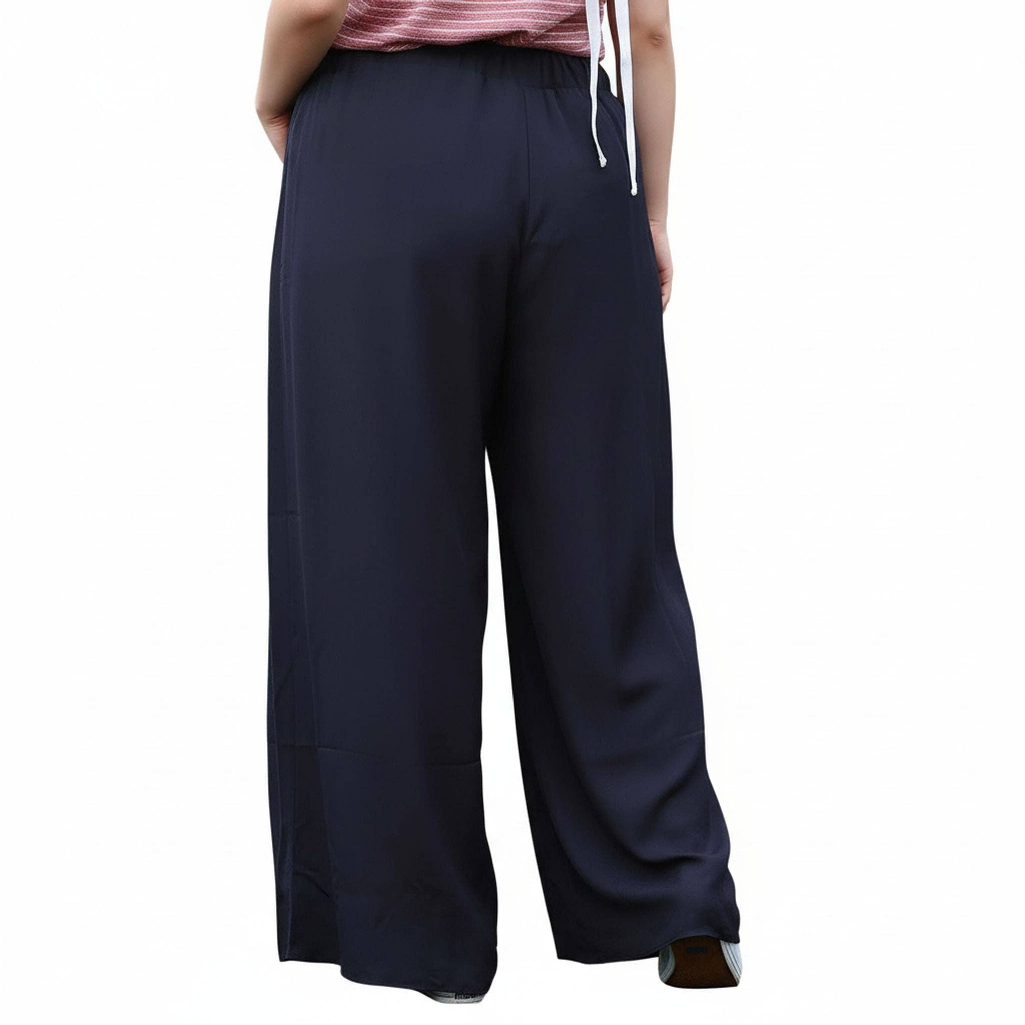 Pleione Plus Size Women's Tassel Drawstring Palazzo Pants