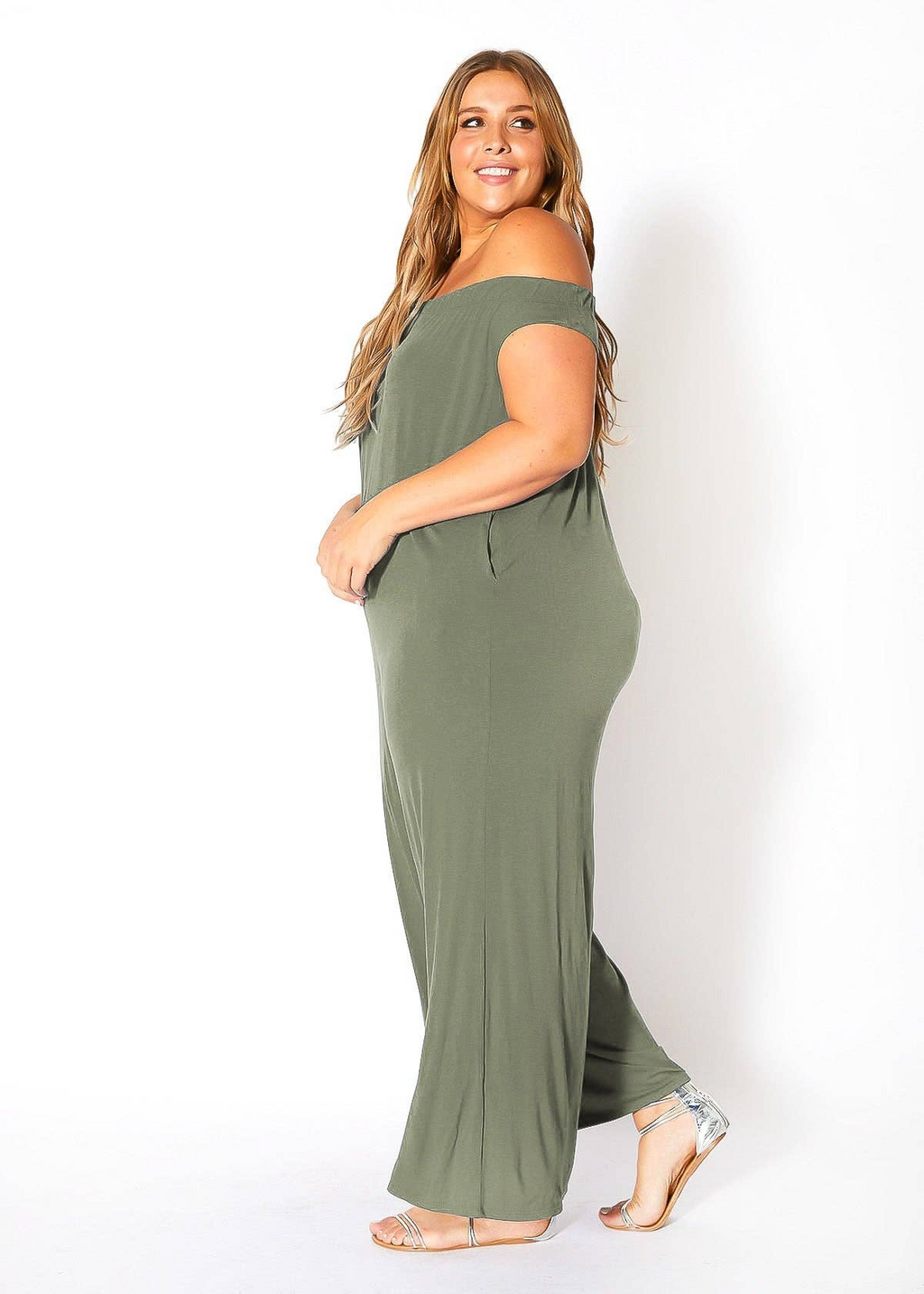 Bellatrix Plus Size Off Shoulder Wide Leg Jumpsuit