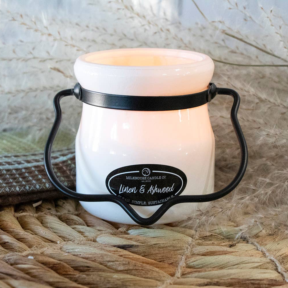 5 oz Cream Jar Candle: Linen & Ashwood