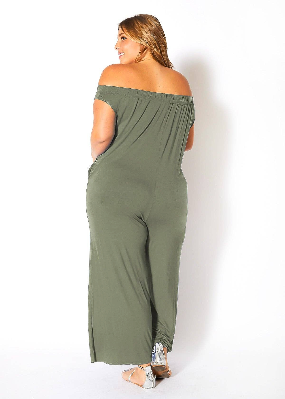 Bellatrix Plus Size Off Shoulder Wide Leg Jumpsuit