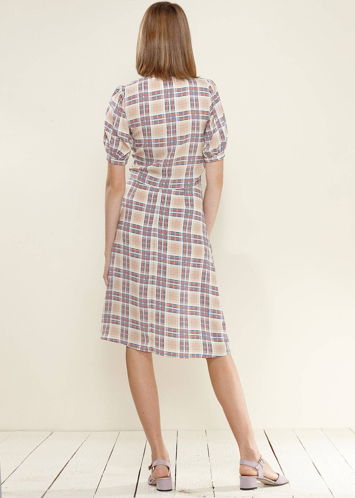 Nurode's Multi Check Button Down Slit Skirt