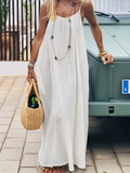 Solid Strap Backless Sundress Loose Maxi Beach Dress