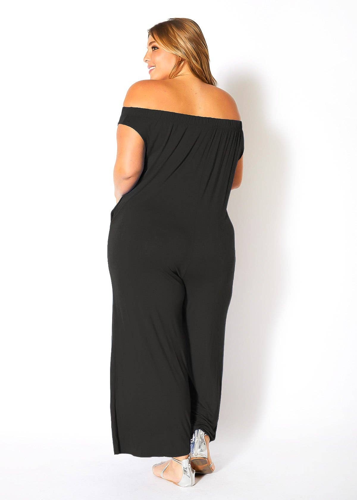 Bellatrix Plus Size Off Shoulder Wide Leg Jumpsuit