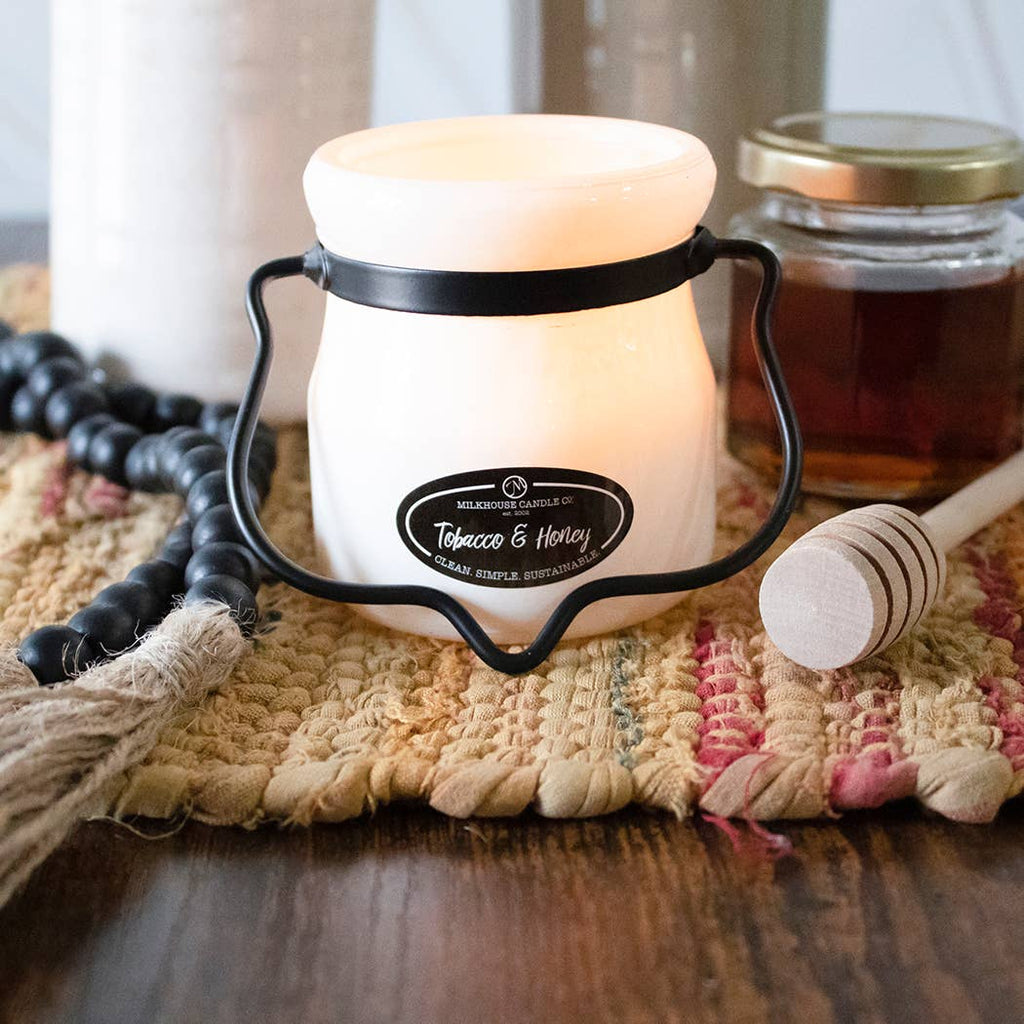 5 oz Cream Jar Candle: Tobacco & Honey