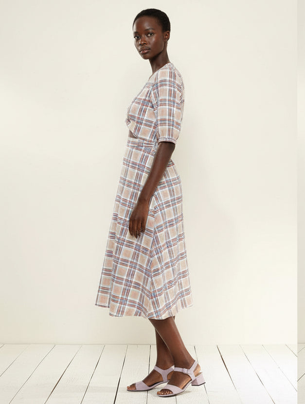 Nurode's Multi Check Button Down Slit Skirt