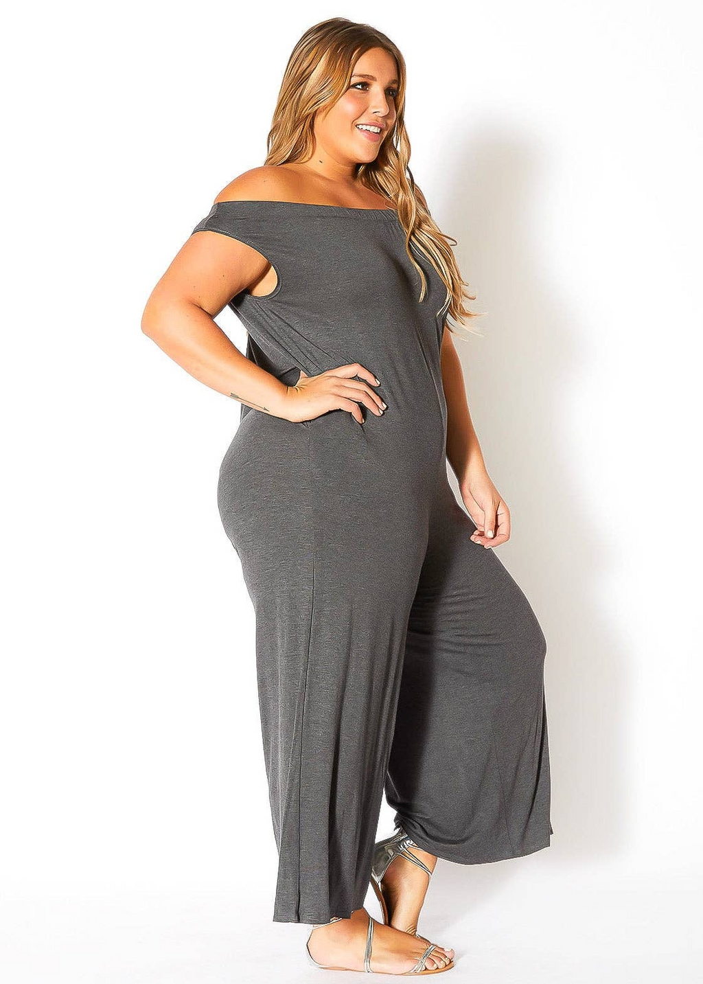 Bellatrix Plus Size Off Shoulder Wide Leg Jumpsuit