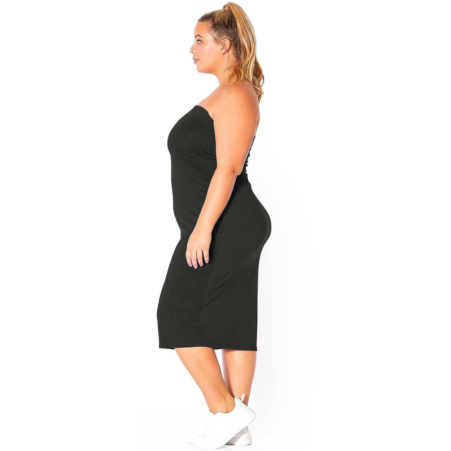 Plus Size Tube Top Bodycon Midi Dress