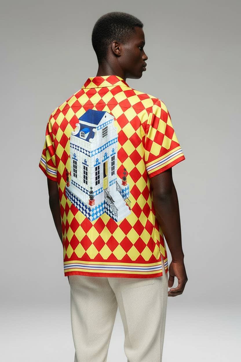 Sateen Men's Printed Short Sleeve Shirt