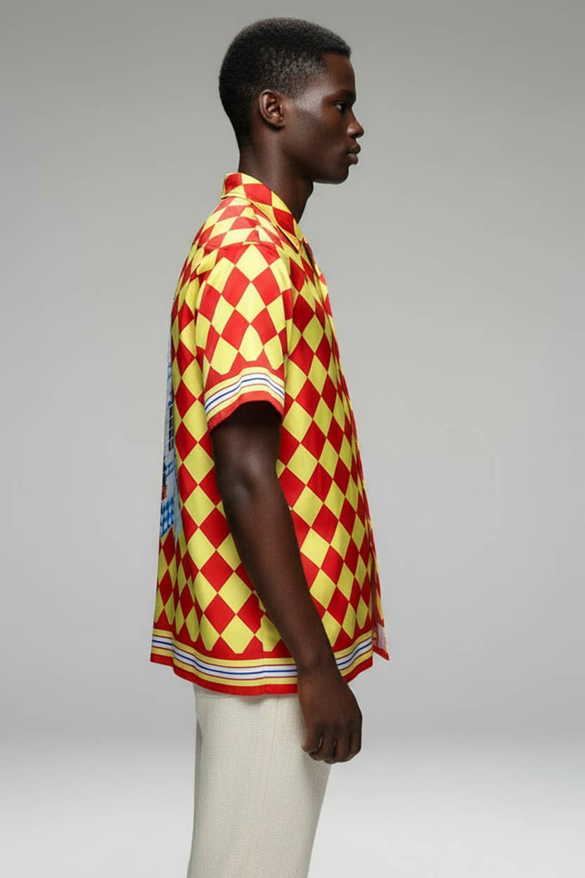 Sateen Men's Printed Short Sleeve Shirt